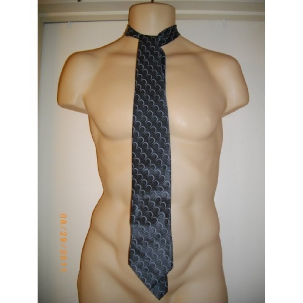 Alfani Silk Gray Silver Wide Neck Tie Italy